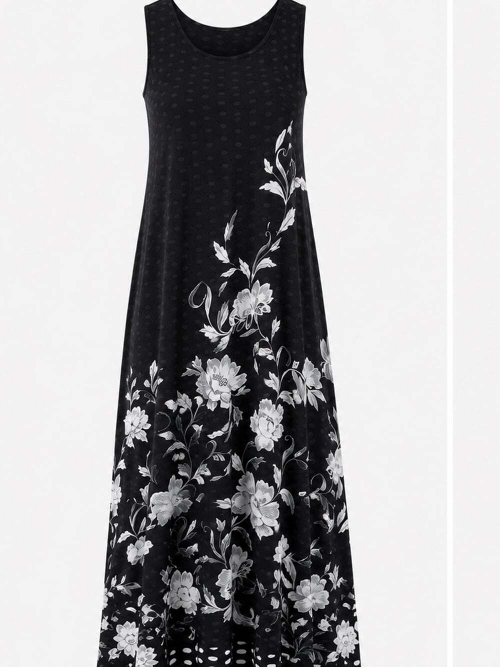 Reversible Black & White Sleeveless Maxi Dress with Matching Scarf Plus Size L